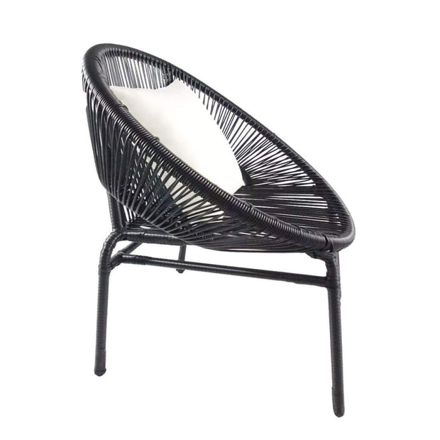 This is a product image of Shelton 1 Chair + Coffee Table Set 1 White Pillow. It can be used as an Outdoor Furniture.