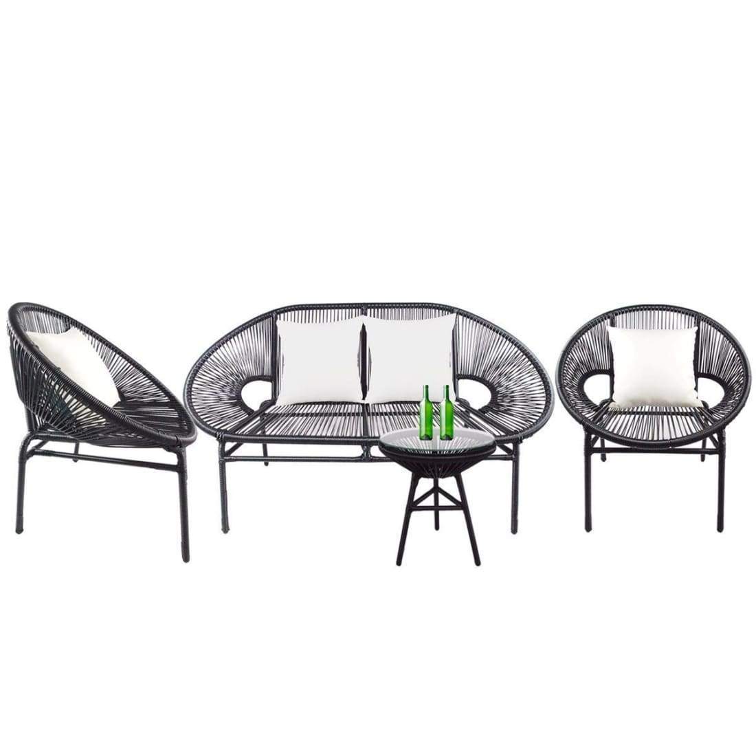 Shelton Sofa Set, 4 White Pillows