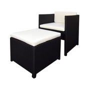 This is a product image of Splendor 1 Seater Armchair + 1 Ottoman White Cushion. It can be used as an Outdoor Furniture.