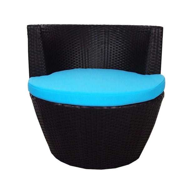 This is a product image of Stackable Patio Set Blue Cushions. It can be used as an Outdoor Furniture.