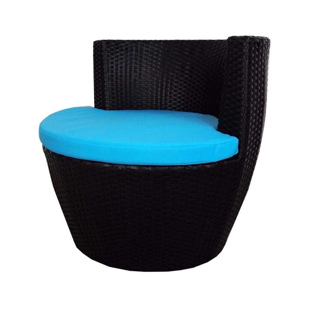 This is a product image of Stackable Patio Set Blue Cushions. It can be used as an Outdoor Furniture.