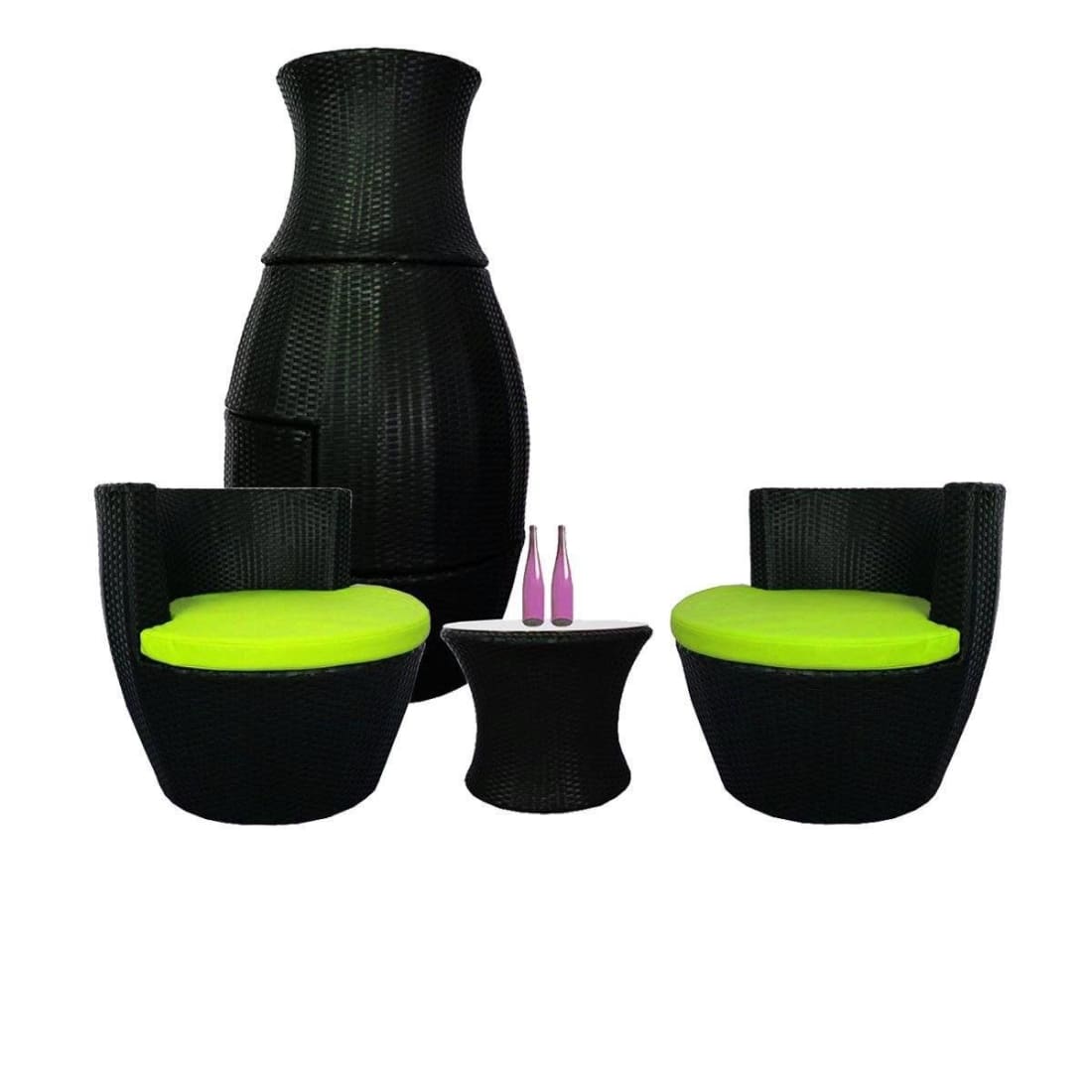 Stackable Patio Set, Green Cushions