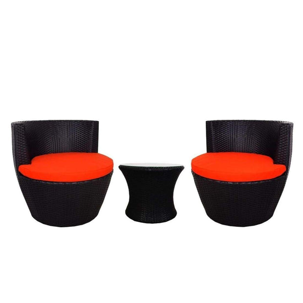 This is a product image of Stackable Patio Set Orange Cushions. It can be used as an Outdoor Furniture.