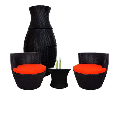Stackable Patio Set, Orange Cushions