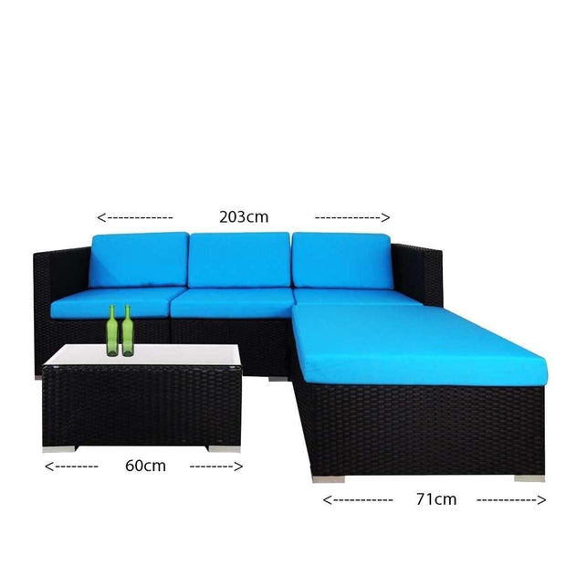 This is a product image of Summer Modular Sofa Set I Blue Cushions. It can be used as an Outdoor Furniture.