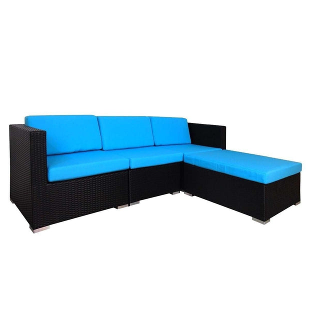 This is a product image of Summer Modular Sofa Set I Blue Cushions. It can be used as an Outdoor Furniture.