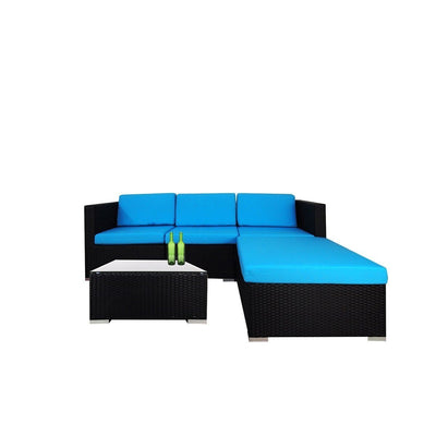 This is a product image of Summer Modular Sofa Set I Blue Cushions. It can be used as an Outdoor Furniture.