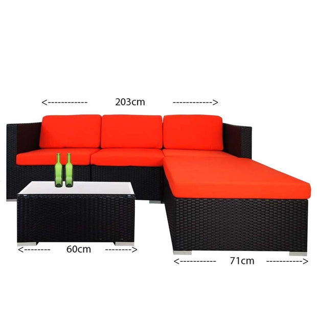 This is a product image of Summer Modular Sofa Set I Orange Cushions. It can be used as an Outdoor Furniture.
