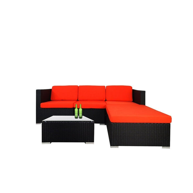 This is a product image of Summer Modular Sofa Set I Orange Cushions. It can be used as an Outdoor Furniture.
