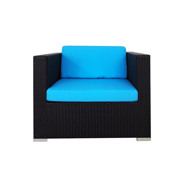 This is a product image of Summer Modular Sofa Set II Blue Cushions. It can be used as an Outdoor Furniture.