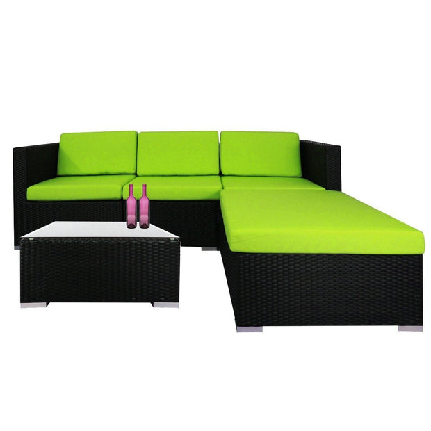 This is a product image of Summer Modular Sofa Set II Green Cushions. It can be used as an Outdoor Furniture.