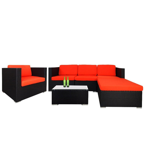 This is a product image of Summer Modular Sofa Set II Orange Cushions. It can be used as an Outdoor Furniture.