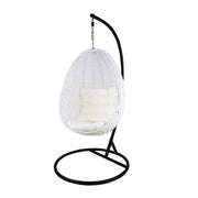 This is a product image of White Cocoon Swing Chair White Cushion. It can be used as an Outdoor Furniture.