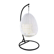 This is a product image of White Cocoon Swing Chair White Cushion. It can be used as an Outdoor Furniture.