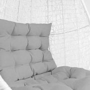 This is a product image of White Cocoon Swing Chair Grey Cushion. It can be used as an Outdoor Furniture.
