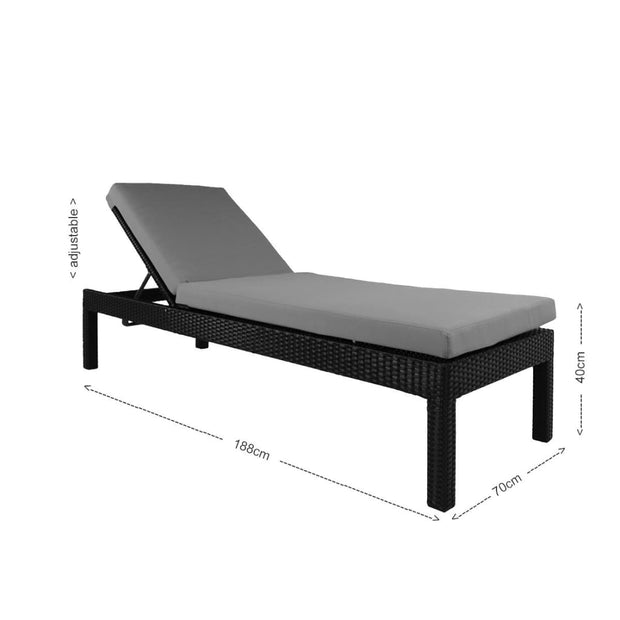 This is a product image of Wikiki Sunbed Grey Cushion + Coffee Table. It can be used as an Outdoor Furniture.