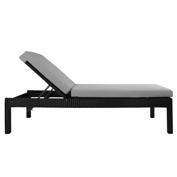 This is a product image of Wikiki Sunbed Grey Cushion + Coffee Table. It can be used as an Outdoor Furniture.