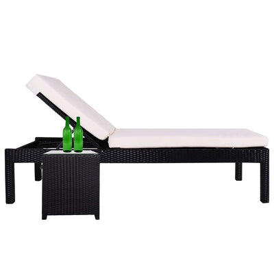 This is a product image of Wikiki Sunbed White Cushion + Coffee Table. It can be used as an Outdoor Furniture.