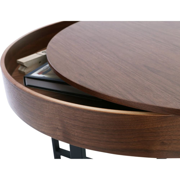 This is a product image of Wolcott Storage Coffee Table in Walnut Veneer. It can be used as an.